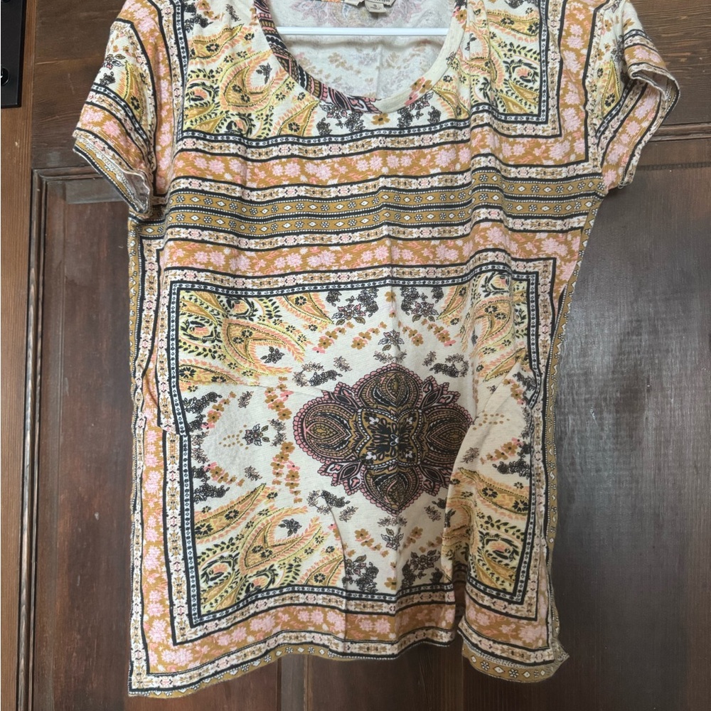 Lucky Brand Cream Short Sleeve Graphic T-Shirt